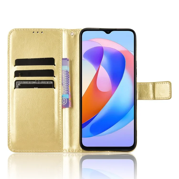 For Honor Magic6 Lite 5G / X9b 5G / X50 Case Crazy Horse Texture Stand Leather Phone Cover - Ouro