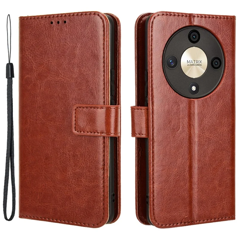 Cover per Honor Magic6 Lite 5G / X9b 5G / X50 con Texture Crazy Horse, Supporto, in Pelle - Marrone