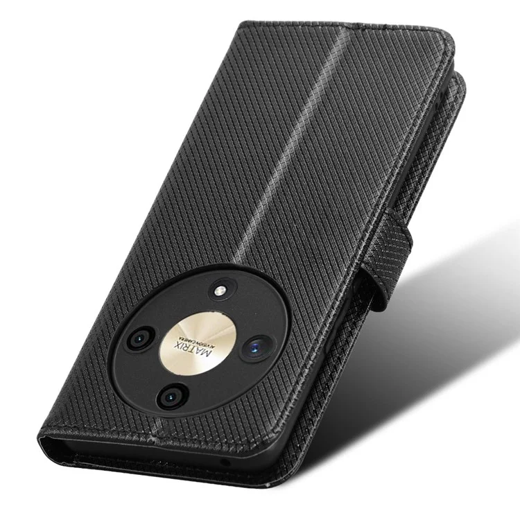 For Honor Magic6 Lite 5G / X9b 5G / X50 Case Wallet Diamond Texture Leather Phone Cover - Black