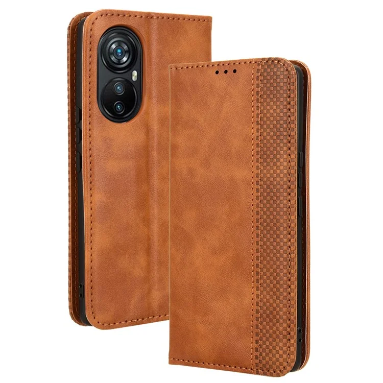 Pour Blackview A200 Pro Coque Cuir Rétro Couverture de Téléphone avec Support Portefeuille - Brun