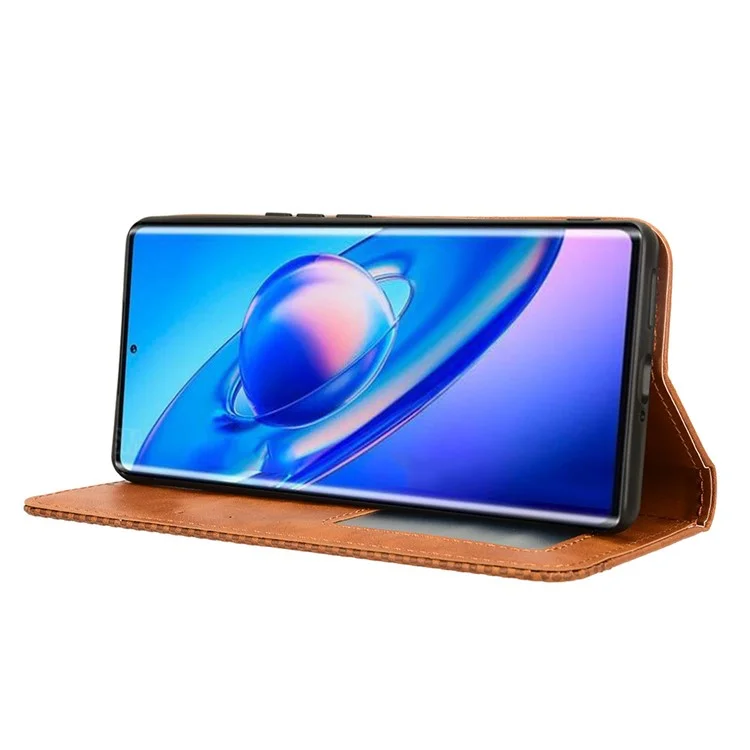 Pour Blackview A200 Pro Coque Cuir Rétro Couverture de Téléphone avec Support Portefeuille - Brun