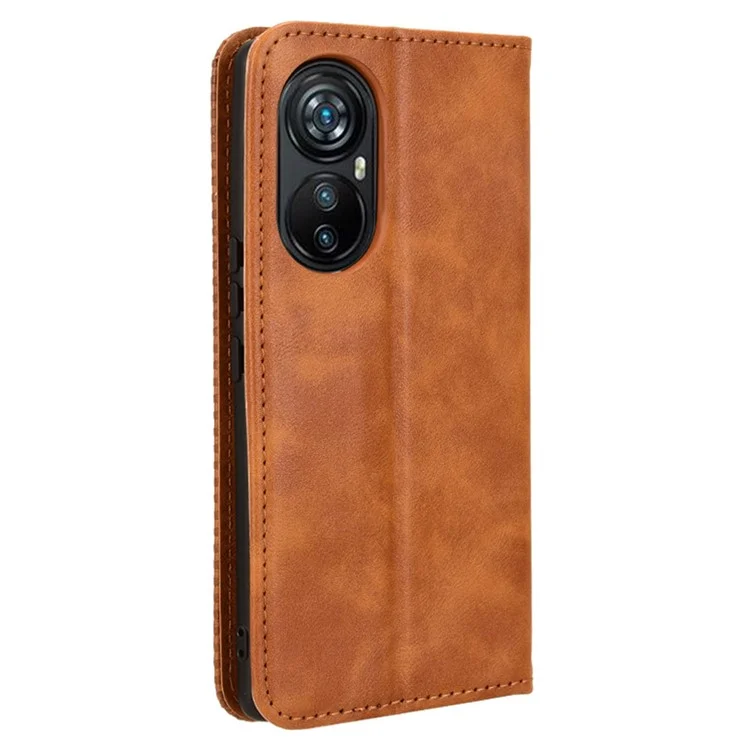 Pour Blackview A200 Pro Coque Cuir Rétro Couverture de Téléphone avec Support Portefeuille - Brun