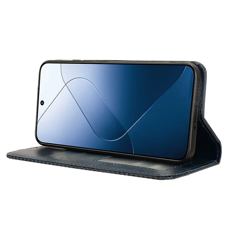 Para Xiaomi 14 Case Magnetic Auto Closing Retro Leather Phone Cover - Azul