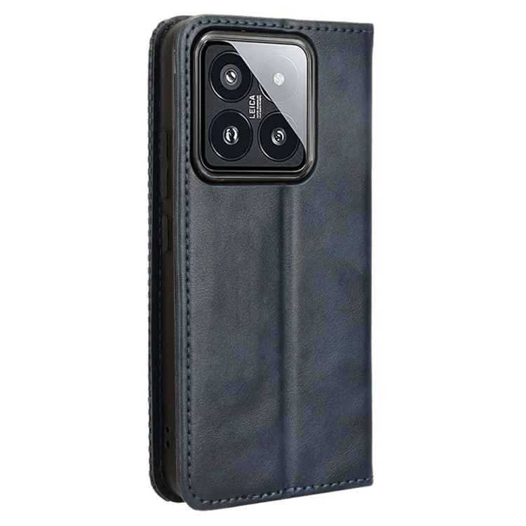 Para Xiaomi 14 Case Magnetic Auto Closing Retro Leather Phone Cover - Azul