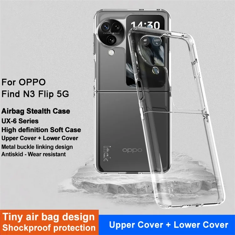 IMAK UX-6 Serie per Oppo Find N3 Flip 5G Custodia Protezione Airbag TPU Trasparente Cover per Telefono