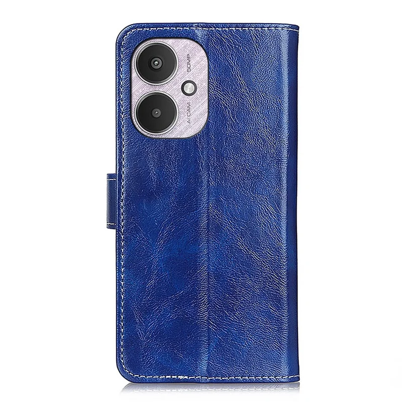 For Xiaomi Redmi 13C 4G / 5G / 13R 5G / Poco M6 5G / Poco C65 4G Case Slim-Fit Retro Crazy Horse Texture Wallet Leather Phone Cover - Blue