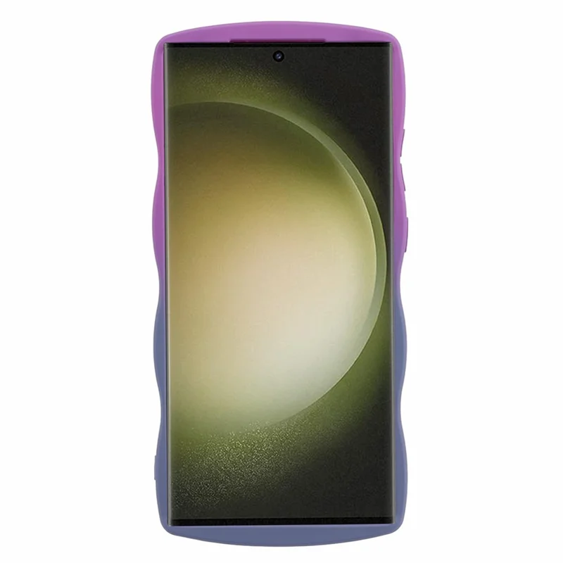 Série JTW para Samsung Galaxy S23 Ultra Case Wavy Edge Dual Color Rubberized TPU Cover - Roxo + Cinza Lavanda
