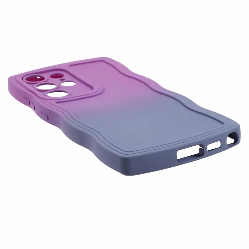 Série JTW para Samsung Galaxy S23 Ultra Case Wavy Edge Dual Color Rubberized TPU Cover - Roxo + Cinza Lavanda