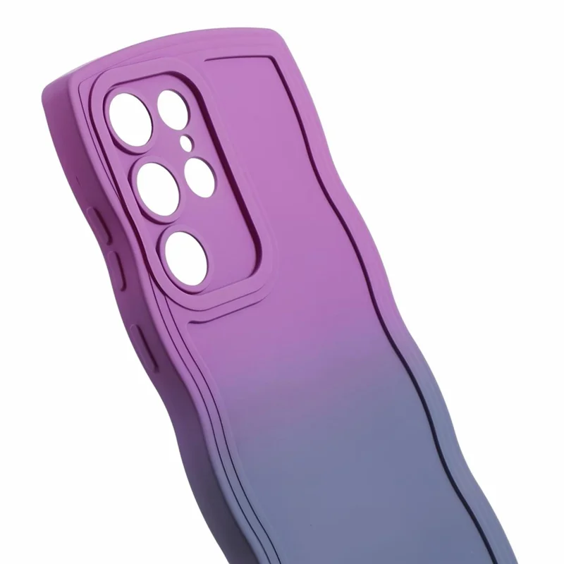 Série JTW para Samsung Galaxy S23 Ultra Case Wavy Edge Dual Color Rubberized TPU Cover - Roxo + Cinza Lavanda