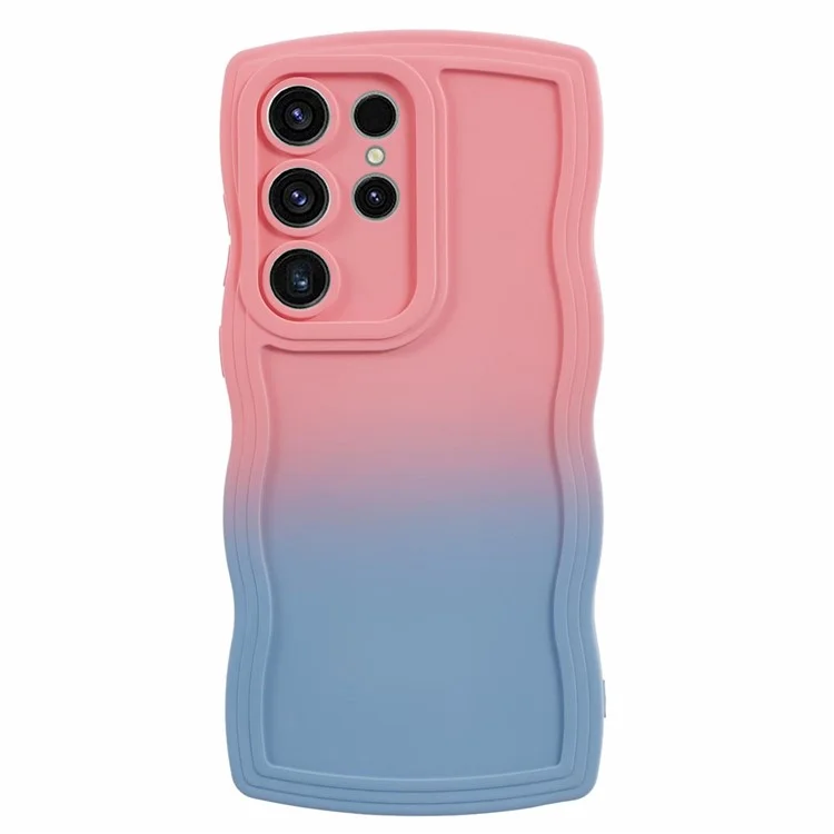Série JTW pour étui Samsung Galaxy S22 Ultra 5G Coque Dual Color Rubberized TPU - Rose+Bleu Ciel