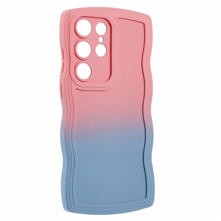 Série JTW pour étui Samsung Galaxy S22 Ultra 5G Coque Dual Color Rubberized TPU - Rose+Bleu Ciel