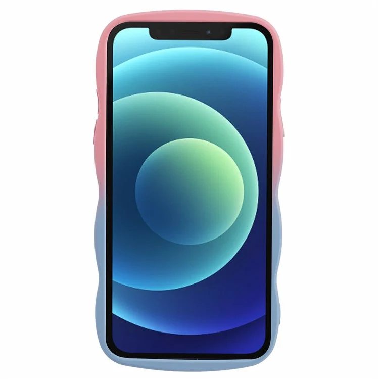 JTW Series per iPhone 12 Custodia Rubberized TPU Bordi Ondulati Custodia per Telefono - Rosa+Blu Cielo