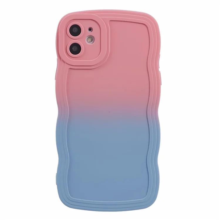 JTW Series per iPhone 12 Custodia Rubberized TPU Bordi Ondulati Custodia per Telefono - Rosa+Blu Cielo