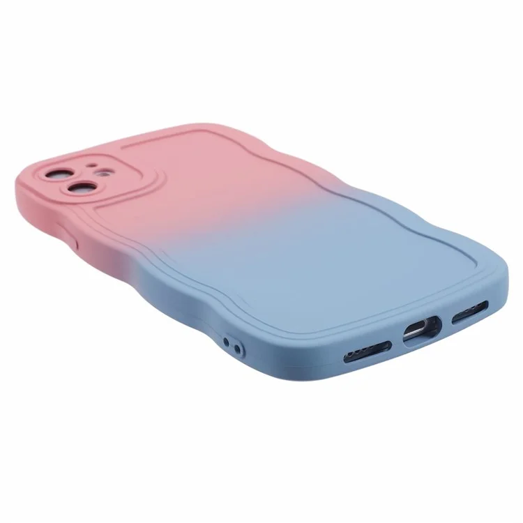 JTW Series per iPhone 12 Custodia Rubberized TPU Bordi Ondulati Custodia per Telefono - Rosa+Blu Cielo