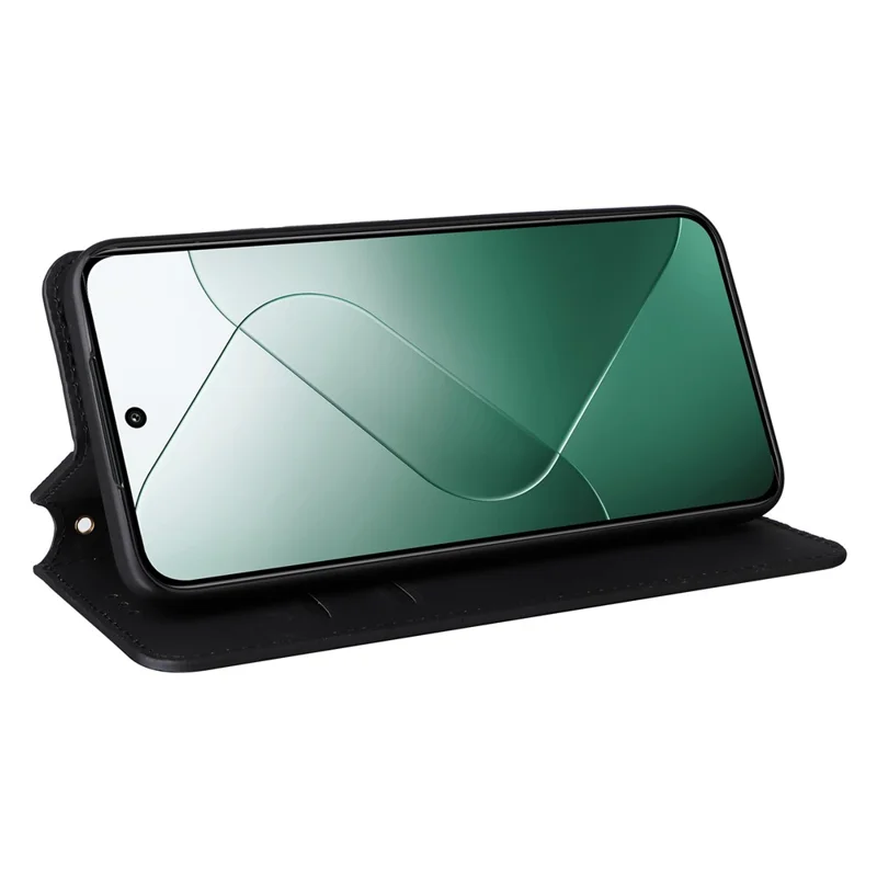 For Xiaomi 14 Case Magnetic Imprinted PU Leather Wallet Phone Cover - Black