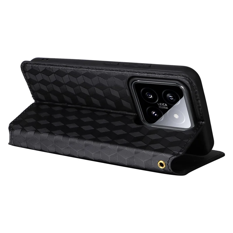 For Xiaomi 14 Case Magnetic Imprinted PU Leather Wallet Phone Cover - Black