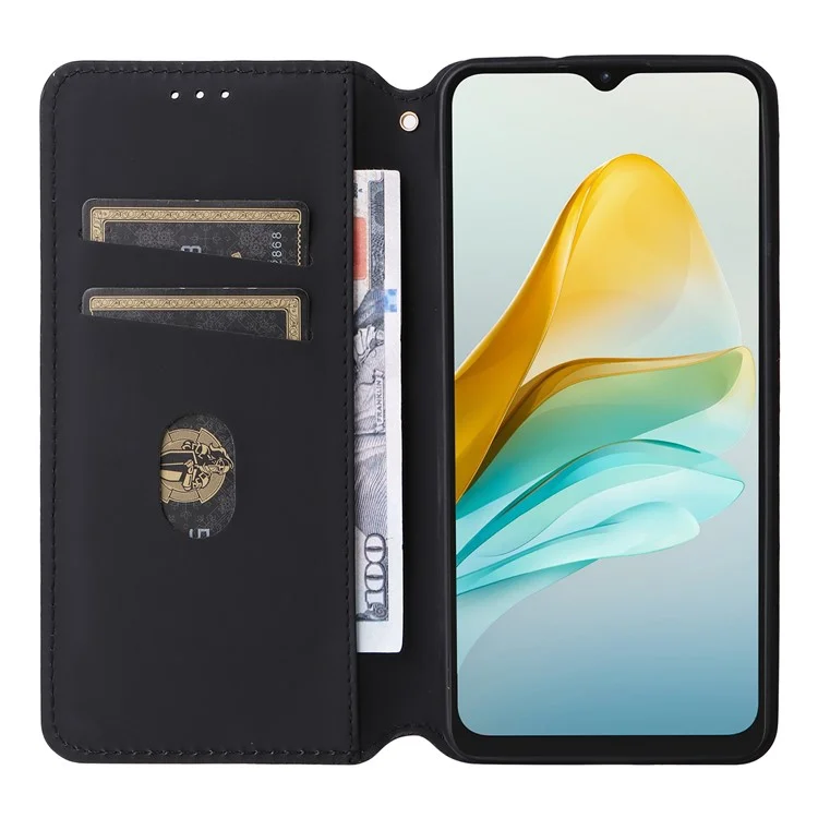 Phone Cover for ZTE Blade A53 Pro Case Magnetic Imprinted PU Leather Wallet - Blue