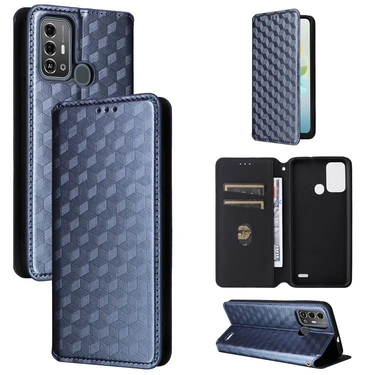 Phone Cover for ZTE Blade A53 Pro Case Magnetic Imprinted PU Leather Wallet - Blue