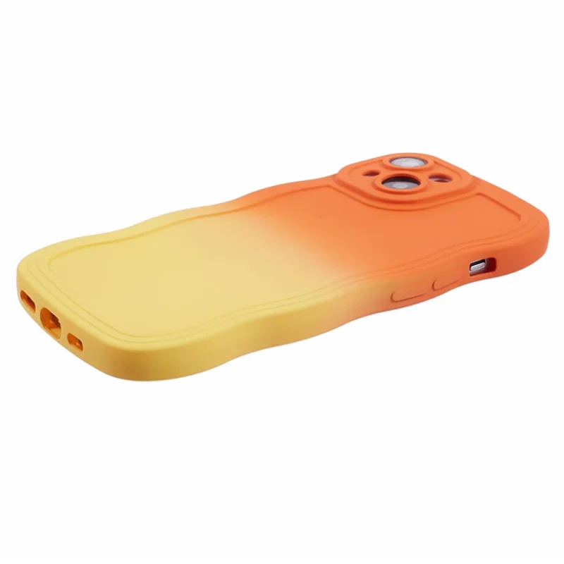 JTW Series for iPhone 14 Case Rubberized TPU Cover with Wavy Edge - Orange+Yellow