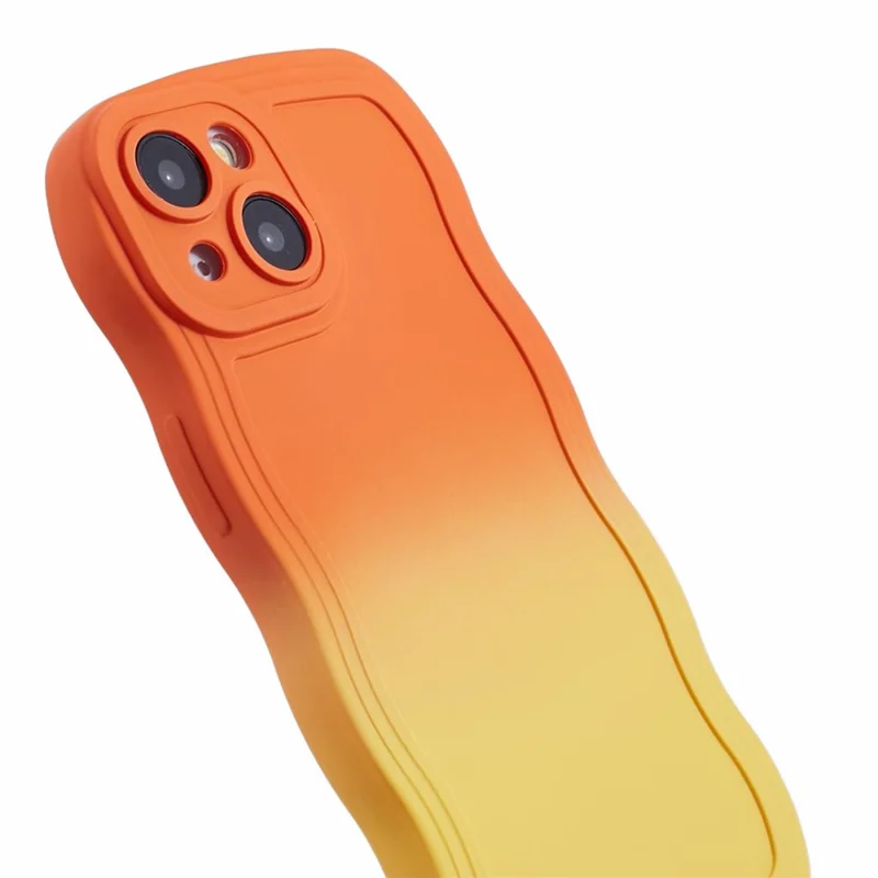 JTW Series for iPhone 14 Case Rubberized TPU Cover with Wavy Edge - Orange+Yellow