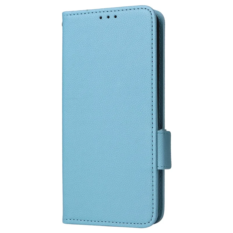 For ZTE Blade A53 Pro Case Shockproof Phone Cover Litchi Texture PU Leather Shell with Strap - Baby Blue