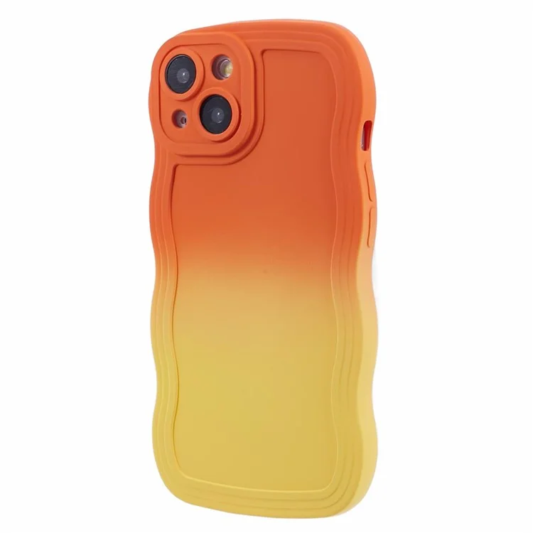 JTW-Serie für iPhone 13 Case Wellenrand Doppelseitig Gummierter Handyhülle - Orange+Gelb