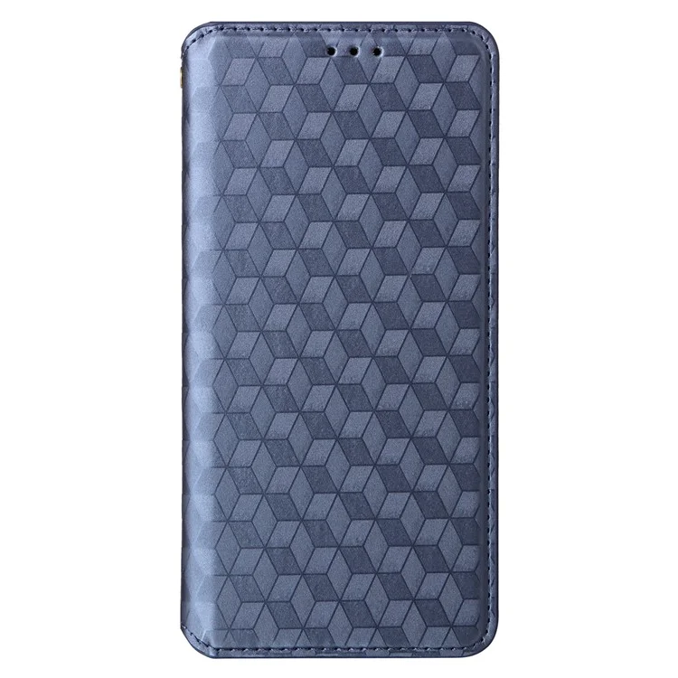For ZTE Blade A33S Case Rhombus Imprinted Leather Wallet Phone Cover - Blue