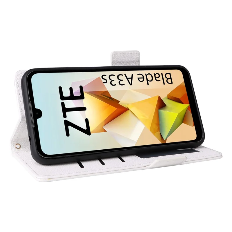 For ZTE Blade A33S Case Magnetic Clasp Leather Phone Cover with Strap - White