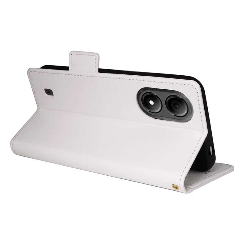 For ZTE Blade A33S Case Magnetic Clasp Leather Phone Cover with Strap - White
