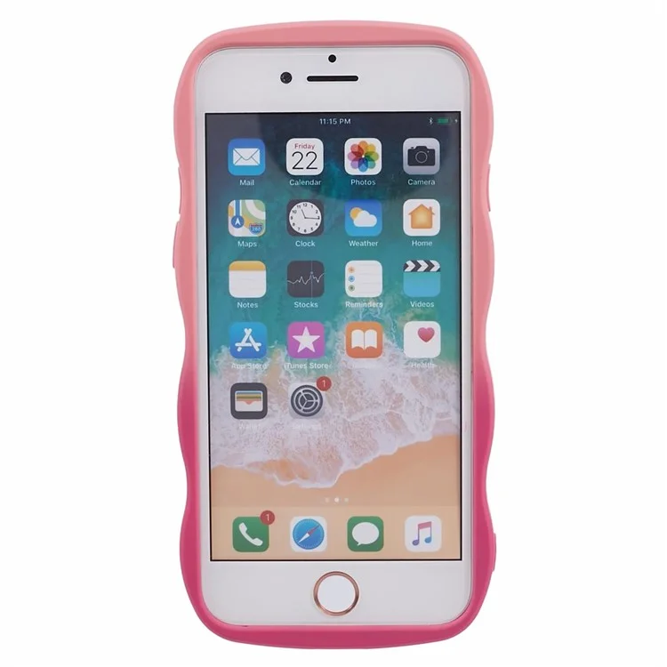 Funda de TPU de la serie JTW para iPhone 7 / 8 / SE (2020) / SE (2022) - Cubierta trasera de teléfono de doble color con bordes ondulados - Rosa+Rosa