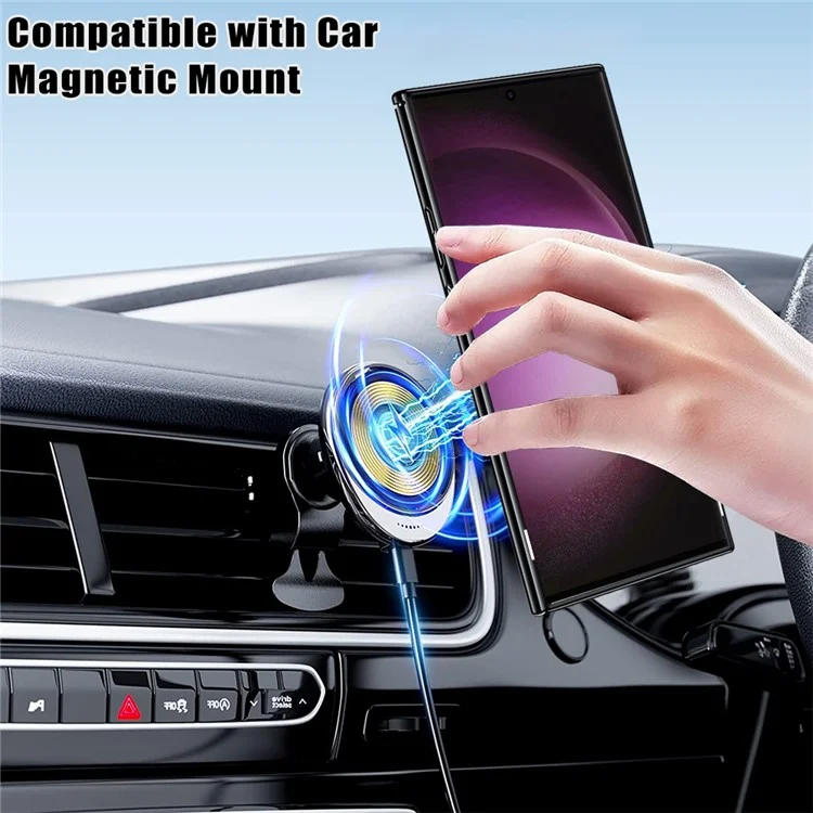 Für Samsung Galaxy S24 Ultra Case Rotate Magnetischer Ring Ständer PC+TPU Handyhülle - Schwarz