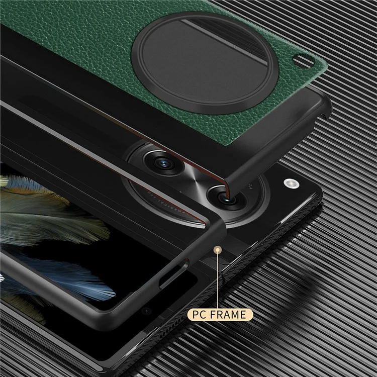Für Oppo Find N3 5G / OnePlus Open Case PU-Leder-beschichtete harte PC-Sturzsichere Handyhülle - Grün