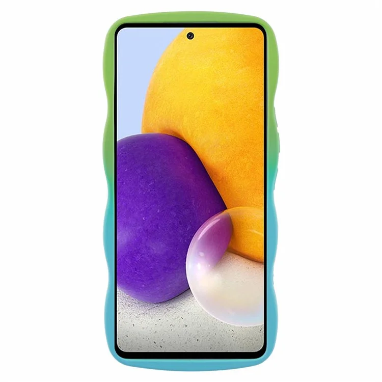 JTW-Serie für Samsung Galaxy A72 4G / 5G-Hülle, Wellenrand-Design, TPU-Handyhülle - Grün+Babytau