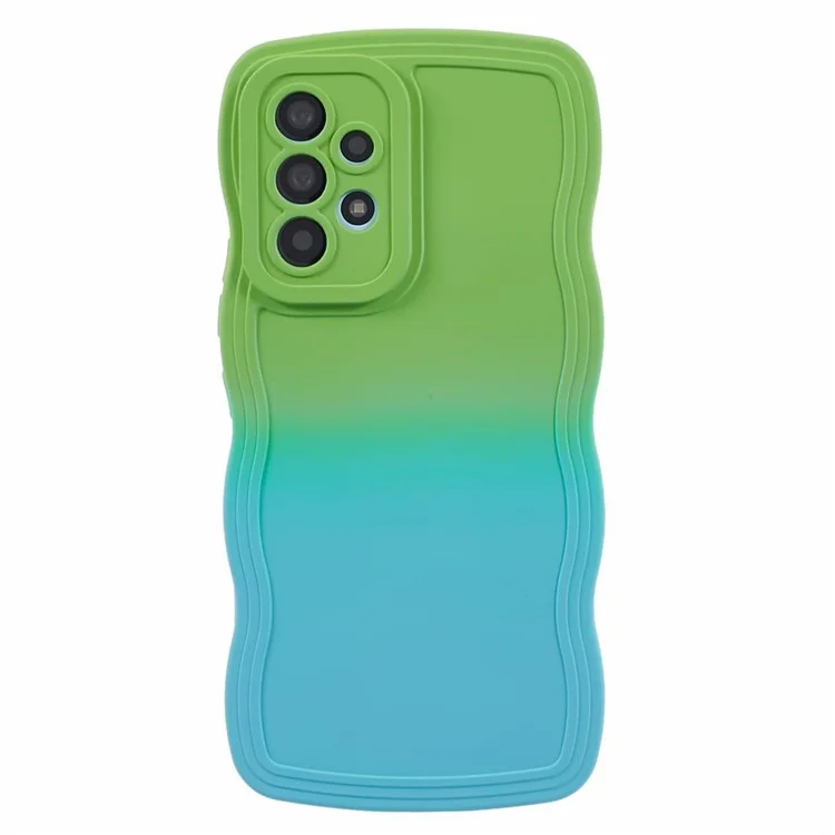 JTW-Serie für Samsung Galaxy A72 4G / 5G-Hülle, Wellenrand-Design, TPU-Handyhülle - Grün+Babytau