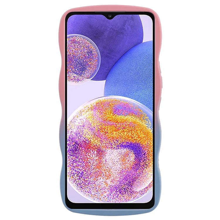 JTW Series for Samsung Galaxy A23 4G / 5G (Global Version) Case Soft TPU Curly Wave Phone Cover - Pink+Sky Blue