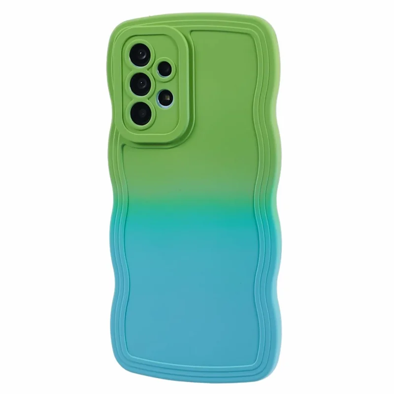 JTW Series for Samsung Galaxy A23 4G / 5G (Global Version) Case Soft TPU Curly Wave Phone Cover - Green+Baby Blue