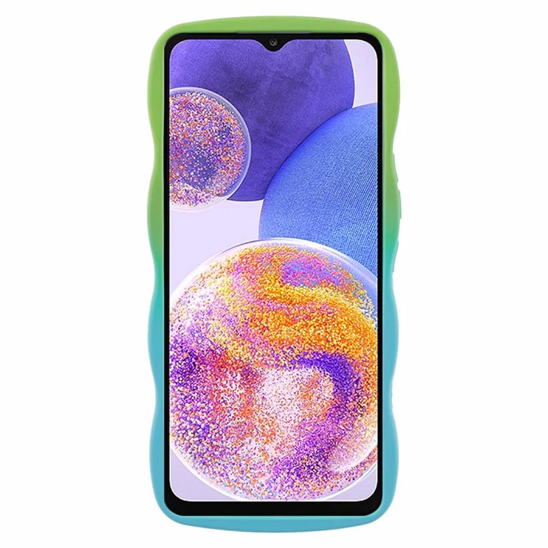 JTW Series for Samsung Galaxy A23 4G / 5G (Global Version) Case Soft TPU Curly Wave Phone Cover - Green+Baby Blue