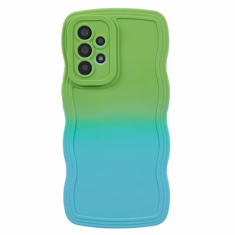 JTW Series for Samsung Galaxy A23 4G / 5G (Global Version) Case Soft TPU Curly Wave Phone Cover - Green+Baby Blue