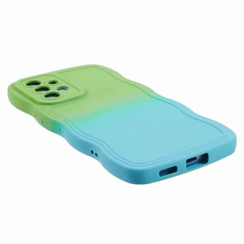 JTW Series for Samsung Galaxy A23 4G / 5G (Global Version) Case Soft TPU Curly Wave Phone Cover - Green+Baby Blue