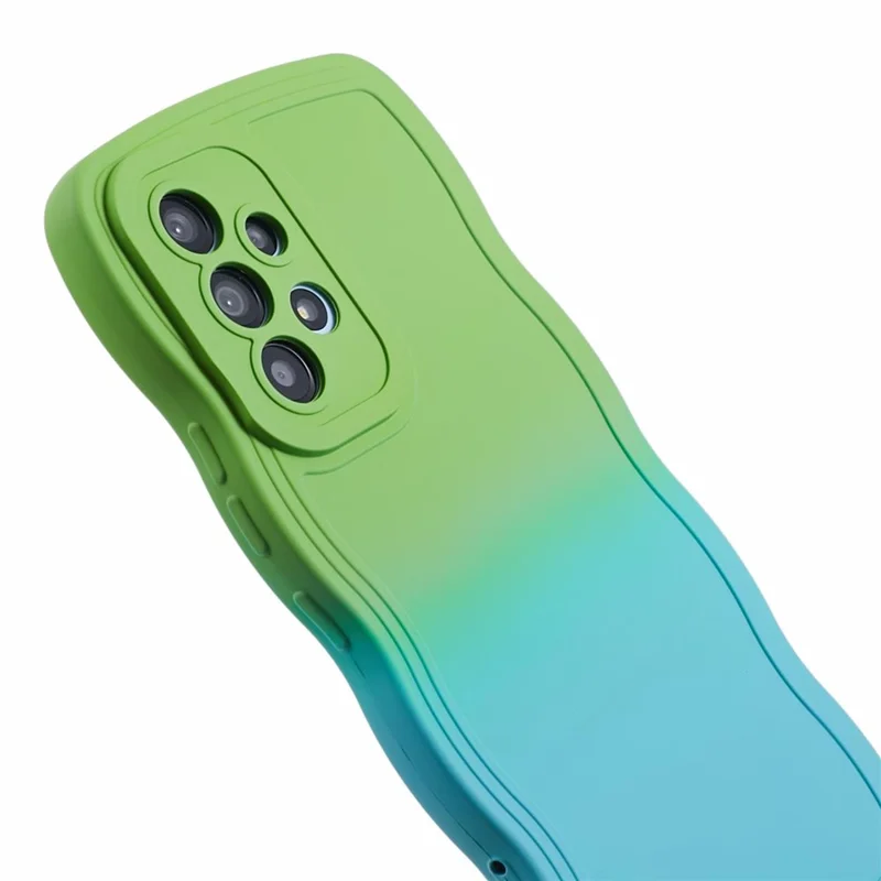 JTW Series for Samsung Galaxy A23 4G / 5G (Global Version) Case Soft TPU Curly Wave Phone Cover - Green+Baby Blue