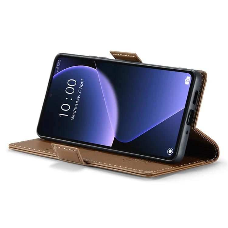 For Xiaomi 13T / 13T Pro / Redmi K60 Ultra Leather Case CASEME 023 RFID Blocking 3 Card Slot Mobile Cover - Brown
