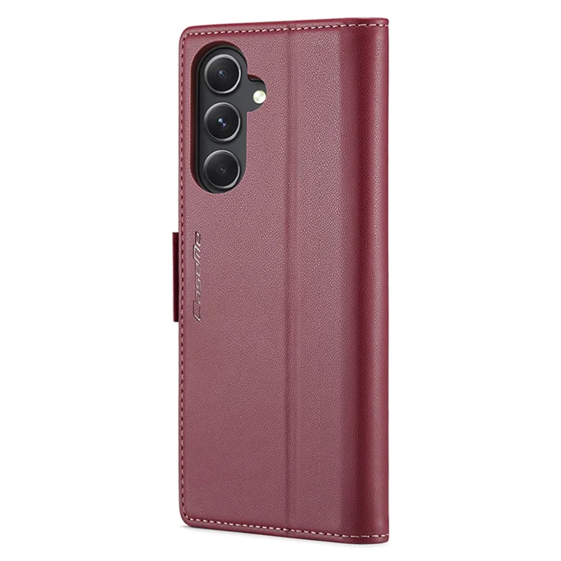 For Samsung Galaxy S23 FE Leather Case CASEME 023 RFID Blocking 3 Card Slot Mobile Cover - Red