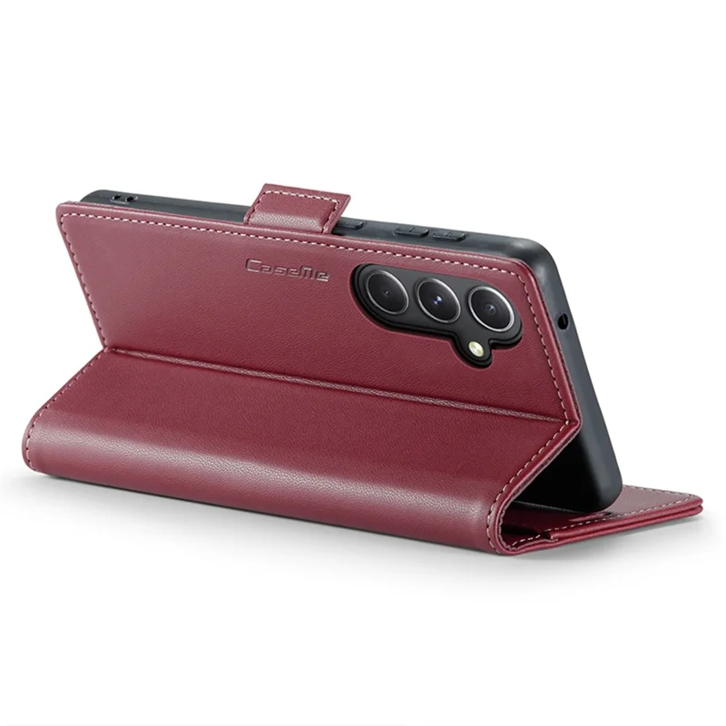 For Samsung Galaxy S23 FE Leather Case CASEME 023 RFID Blocking 3 Card Slot Mobile Cover - Red