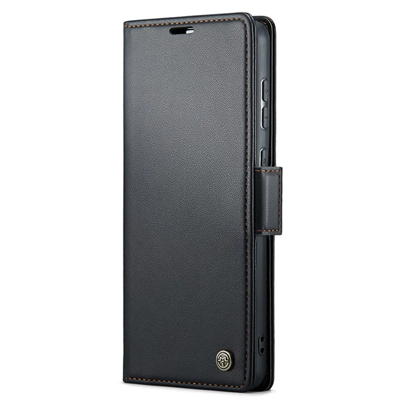 For Samsung Galaxy S23 FE Leather Case CASEME 023 RFID Blocking 3 Card Slot Mobile Cover - Black