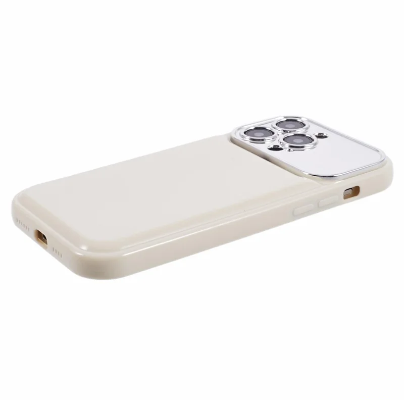 HYT Series for iPhone 15 Pro TPU Case Electroplating Lens Frame Phone Cover (Precise Cutout) - White