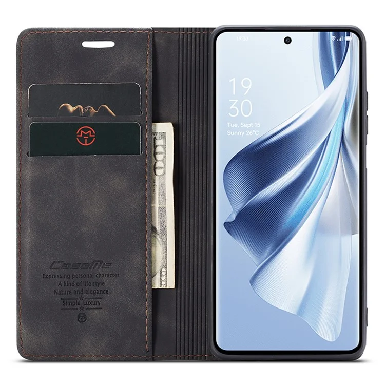 CASEME 013 Serie für Oppo Reno10 5G (Global) / Reno10 Pro 5G (Global) Hülle PU-Leder Wallet Flip Cover - Schwarz