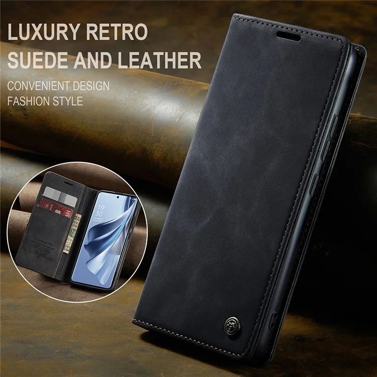 CASEME 013 Serie für Oppo Reno10 5G (Global) / Reno10 Pro 5G (Global) Hülle PU-Leder Wallet Flip Cover - Schwarz