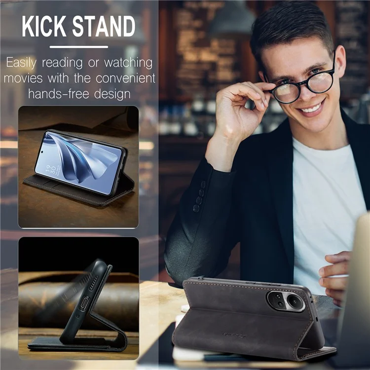 CASEME 013 Serie für Oppo Reno10 5G (Global) / Reno10 Pro 5G (Global) Hülle PU-Leder Wallet Flip Cover - Schwarz