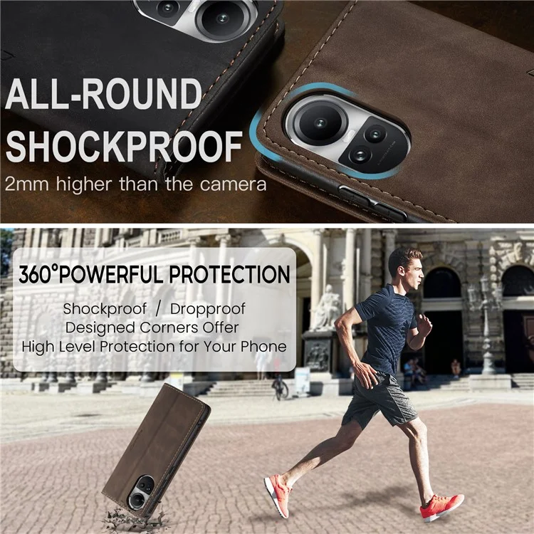 CASEME 013 Serie für Oppo Reno10 5G (Global) / Reno10 Pro 5G (Global) Hülle PU-Leder Wallet Flip Cover - Schwarz