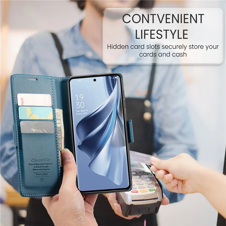 CASEME 023 Serie für Oppo Reno10 5G (Global) / Reno10 Pro 5G (Global) Hülle RFID-blockierendes Wallet-Handyhülle - Blau